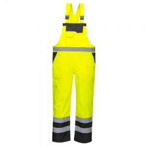 High Visibility Yellow & Black Waterproof Two-Tone Bib & Brace Overall