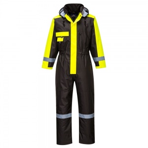 Portwest Black/Yellow Lined Waterproof Winter Coverall S585