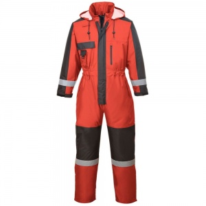 Portwest Red/Black Lined Waterproof Winter Coverall S585