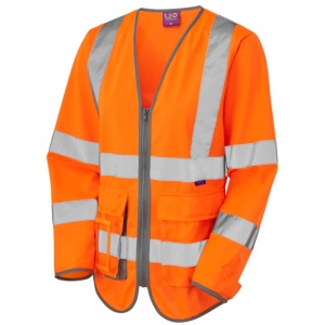 Ladies High Visibility Orange Beaworthy Superior Sleeved Vest EN ISO 20471 Class 2