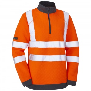 Leo High Visibility Orange Elberry SSL01 Ladies Quarter Zip Sweatshirt