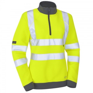 Leo High Visibility Yellow Elberry SSL01 Ladies Quarter Zip Sweatshirt