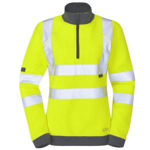 Leo High Visibility Yellow Elberry SSL01 Ladies Quarter Zip Sweatshirt