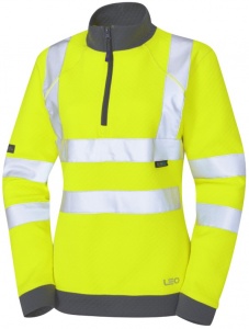 Leo High Visibility Yellow Elberry SSL01 Ladies Quarter Zip Sweatshirt