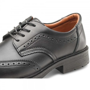 Managers Brogue Safety Shoe In Black Leather With Steel Toe Cap