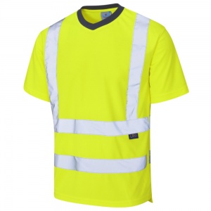 Leo Workwear T02-Y Braunton High Visibility Yellow Coolviz T-Shirt