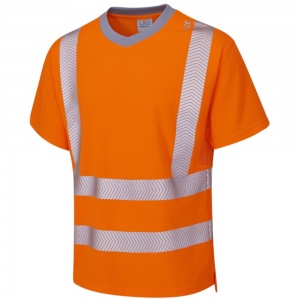 Leo Workwear T03-O Larkstone High Visibility Orange Coolviz Plus T-Shirt