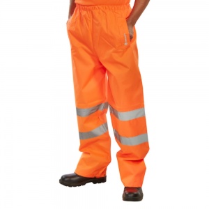 High Visibility Orange Waterproof Overtrousers EN471