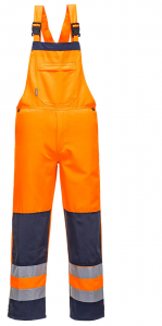 High Visibility Orange & Navy Girona Poly Cotton Bib & Brace Overall