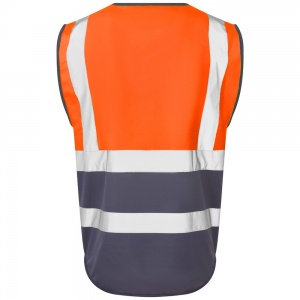 Leo Lynton W11 Superior Two-Tone Orange And Navy Blue High Visibility Vest. To ENISO20471 Class 1