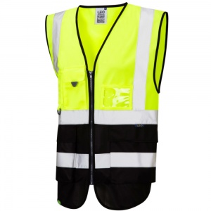 Leo Lynton W11 Superior Two-Tone Yellow And Black High Visibility Vest. To ENISO20471 Class 1