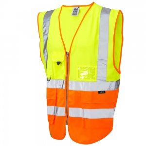 Leo Lynton W11 Superior Two-Tone Yellow And Orange High Visibility Vest. To ENISO20471 Class 2