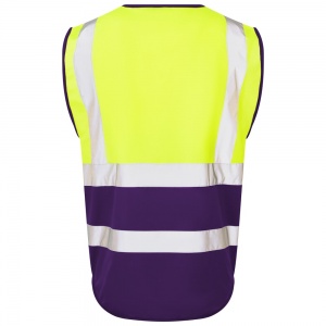 Leo Lynton W11 Superior Two-Tone Yellow And Purple High Visibility Vest. To ENISO20471 Class 1