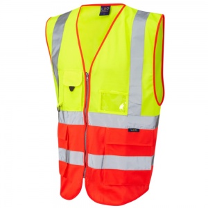 Leo Lynton W11 Superior Two-Tone Yellow And Red High Visibility Vest. To ENISO20471 Class 2