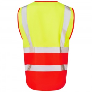 Leo Lynton W11 Superior Two-Tone Yellow And Red High Visibility Vest. To ENISO20471 Class 2