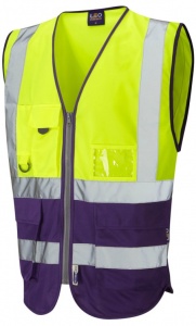 High Visibility Lynton Yellow & Purple Superior Two-Tone Vest  To ENISO 20471 Class 1