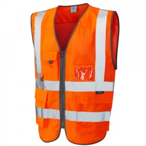 Leo Cobbaton W20 Coolviz Superior Orange High Visibility Vest. Certified To ENISO20471 Class 2