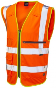 Leo Foreland High Vis Superior Orange Tablet Pocket Waistcoat ENISO20471 Class 2