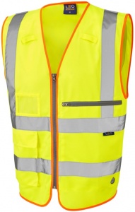 Leo Foreland High Vis Superior Yellow Tablet Pocket Waistcoat ENISO20471 Class 2