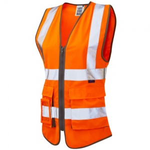 Ladies High Visibility Orange Lynmouth Superior Vest EN ISO 20471 Class 1
