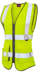 Ladies High Visibility Yellow Lynmouth Superior Vest EN ISO 20471 Class 1
