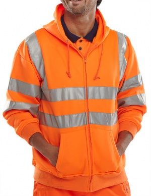 High Visibility Orange Hooded Full Zipped Sweatshirt