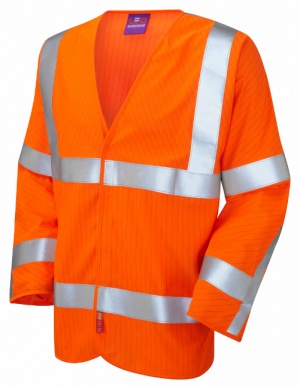 Meshaw Limited Flame Spread / Anti-Static Hi Vis Orange Sleeved Waistcoat