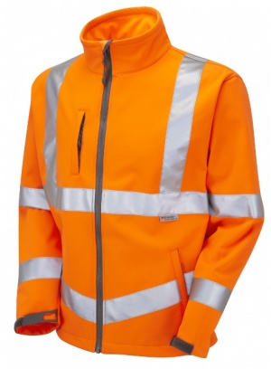 High Visibility Orange Leo Buckland Interactive Softshell Jacket