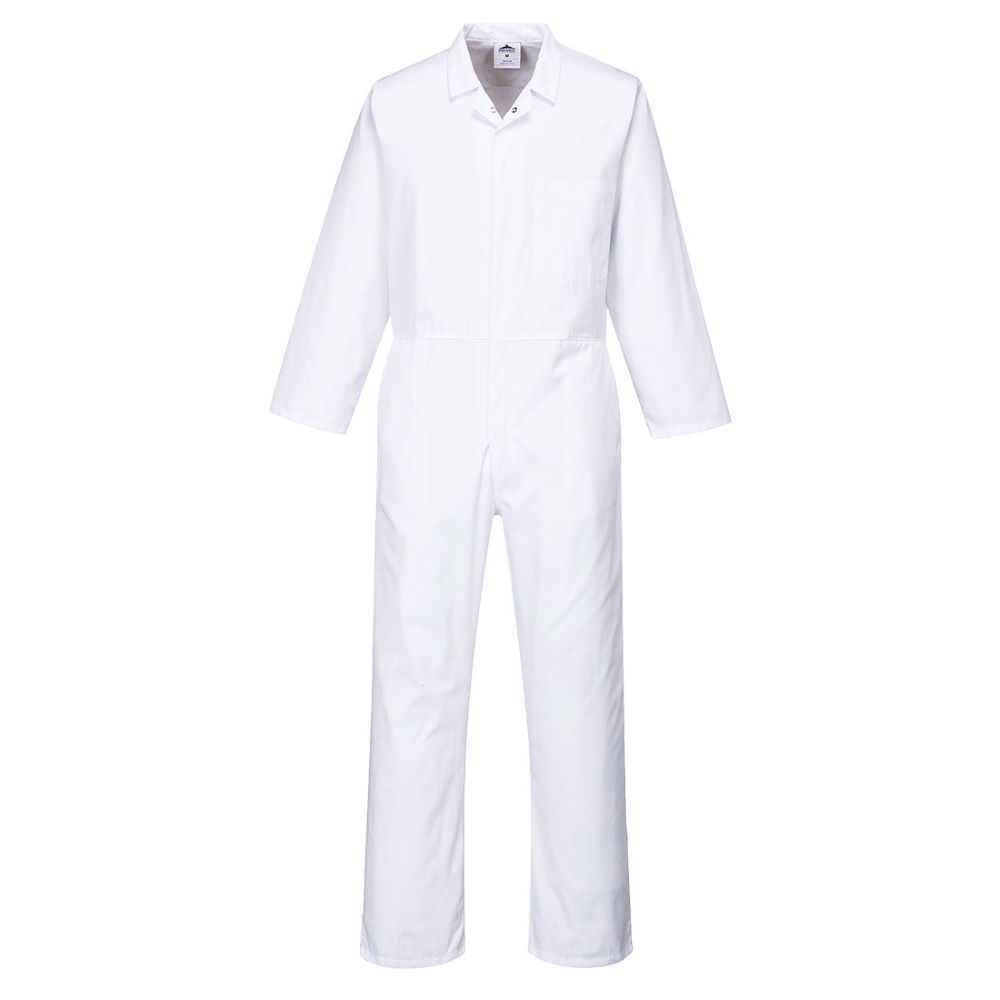 White Food Coveralls With Internal Breast Pocket