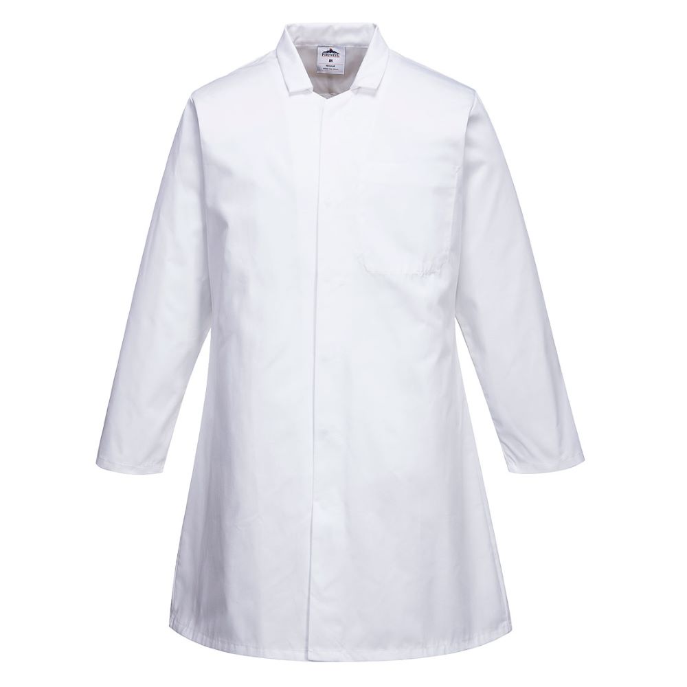 White Food Coat With Internal Breast Pocket