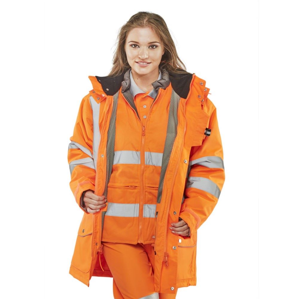 High Visibility Waterproof Orange 7-in-1 Elsener Jacket