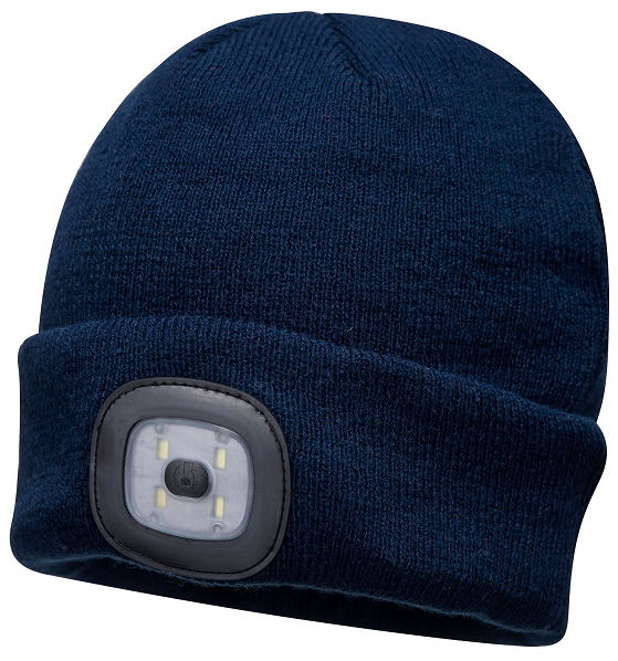 LED Rechageable Black Beanie Hat 