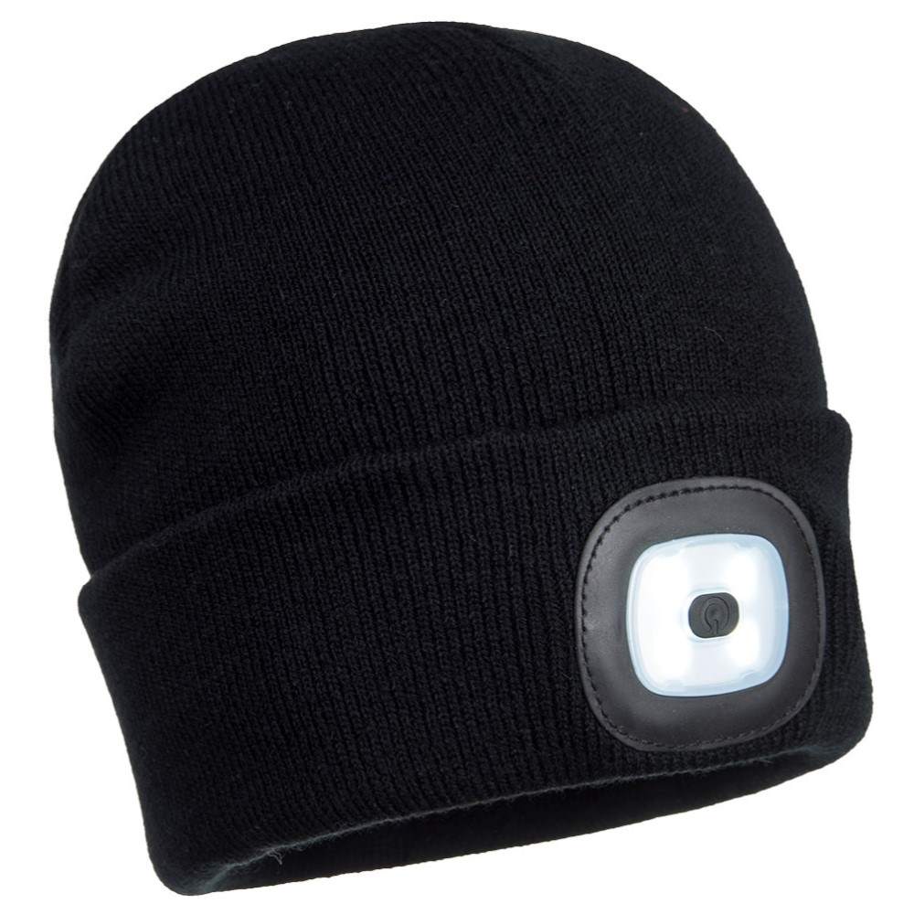 LED Rechageable Black Beanie Hat