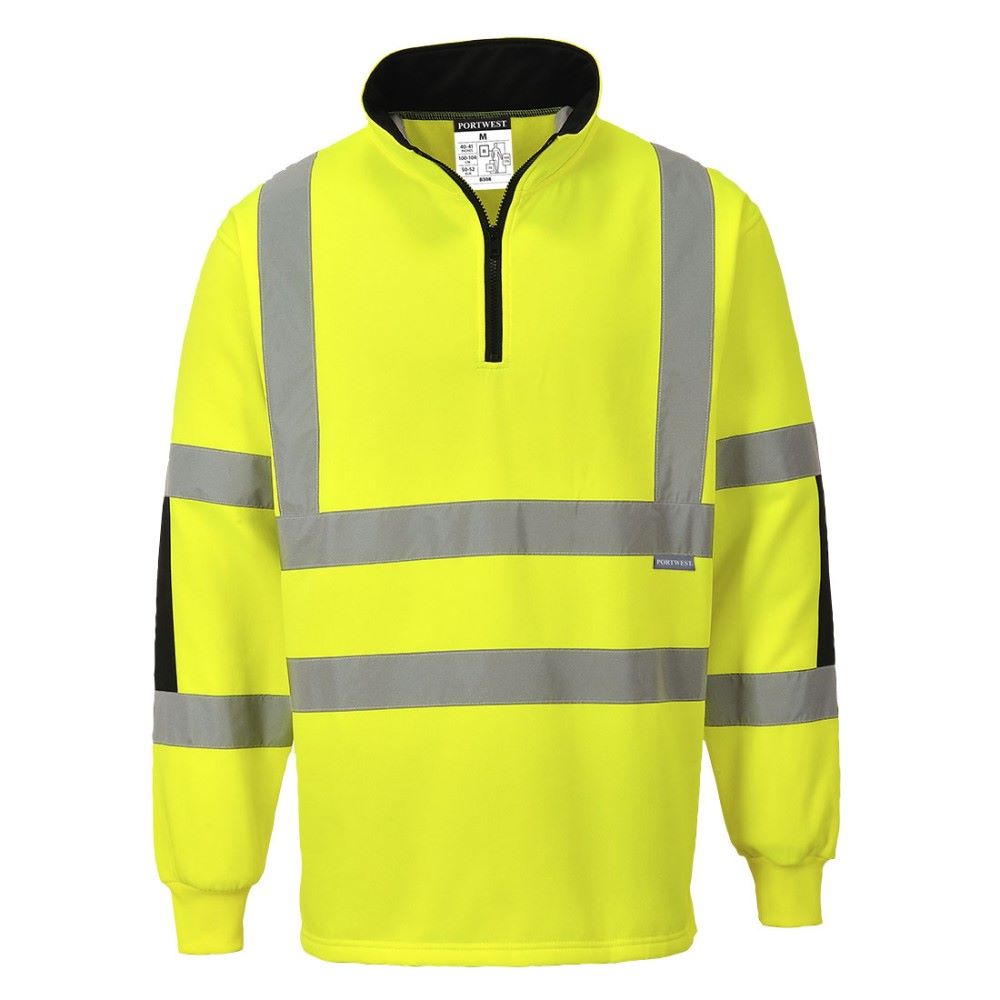 High Visibility Xenon Yellow Quarter Zip Sweatshirt