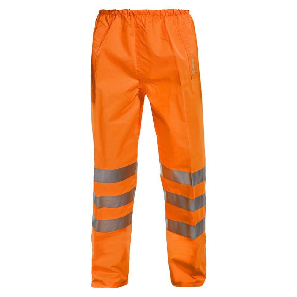 High Visibility Orange Breathable Waterpoof Overtrousers EN471 & Rail Spec.