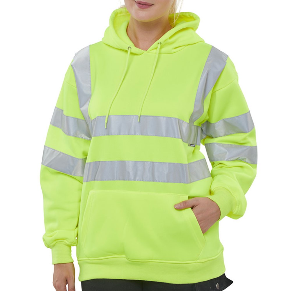High Visibility Yellow Hooded Pull Over Sweatshirt