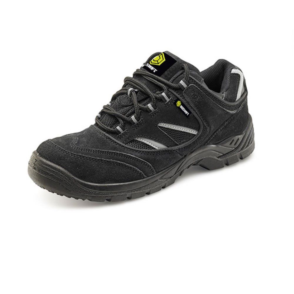 Safety Trainer Shoe - Black With Steel Toe Cap And Midsole