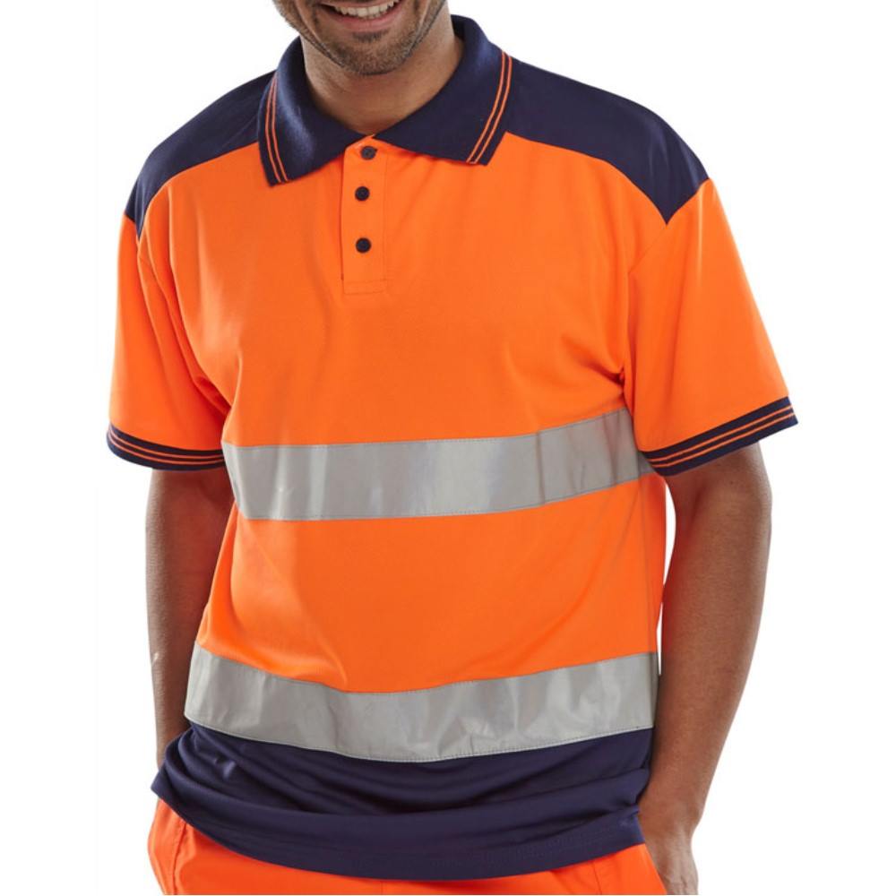 High Visibility Orange & Navy Polo Shirt