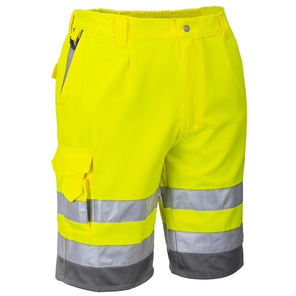 High Visibility Yellow & Grey Portwest E043 Shorts EN ISO 20471