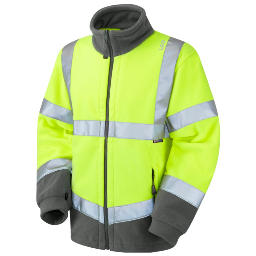 High Visibility Yellow Leo F01 Two-Tone Interactive Fleece Jacket