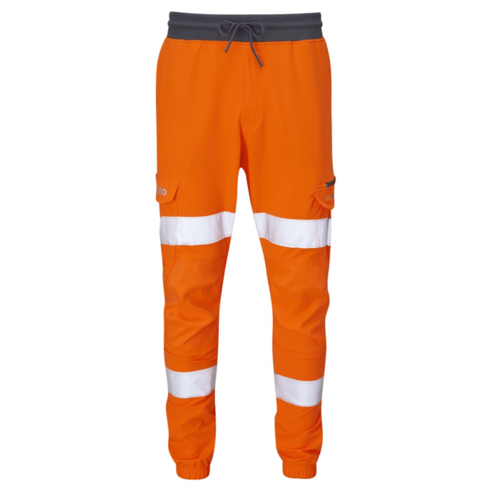 High Visibility Orange Leo Hawkridge Stretch Jogging Trouser