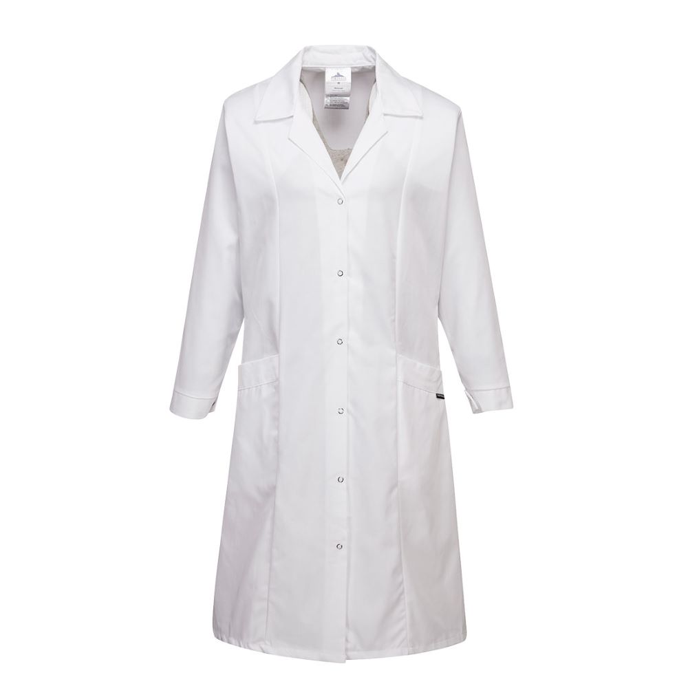 Ladies Princess Line Lab Coat White