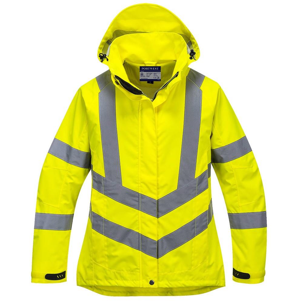 Portwest Womens High Visibility Yellow Breathable Waterproof Jacket
