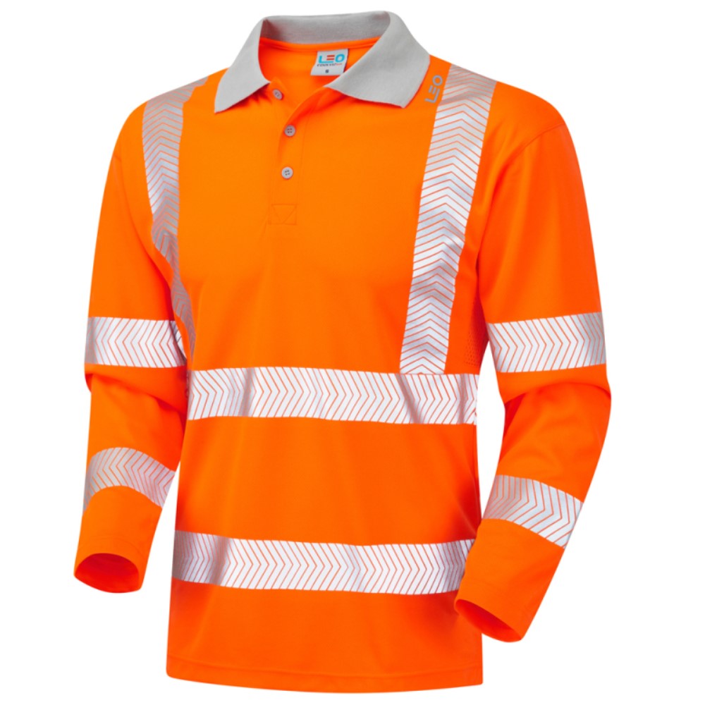 Long Sleeve Superior Coolviz Barricane P08 High Visibility Orange Advanced Polo Shirt