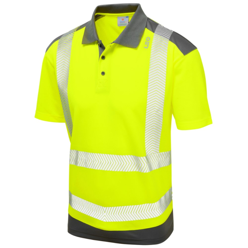 Short Sleeve Leo Peppercombe Superior Coolviz Plus High Visibility Yellow/Grey Advanced Polo Shirt