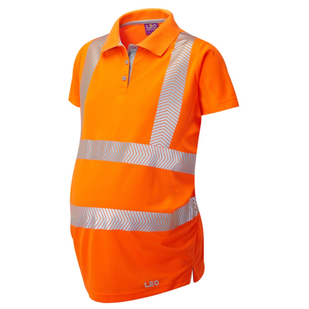 Leo High Visibility Orange Coolviz Ultra Lovacott Ladies Maternity Polo Shirt