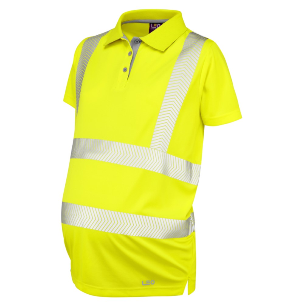 Leo High Visibility Yellow Coolviz Ultra Lovacott Ladies Maternity Polo Shirt