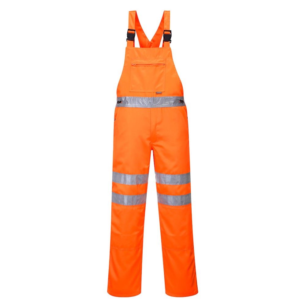 High Visibility Orange Poly Cotton Bib & Brace Overall