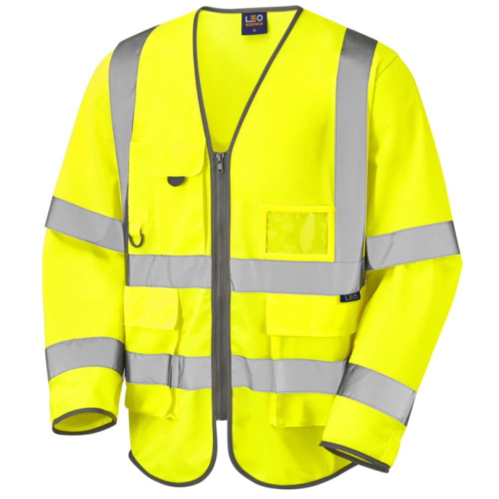 Leo Wrafton S12 Sleeved Superior Yellow High Visibility Jerkin. Fully Certified To ENISO20471 Class 3