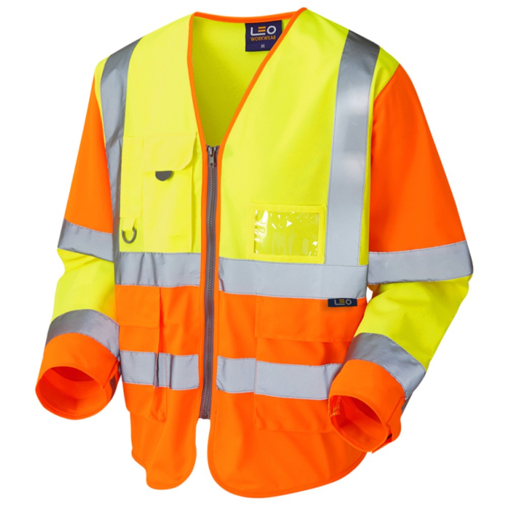 Leo Wrafton S12 Sleeved Superior Yellow & Orange High Visibility Jerkin. Certified To ENISO20471 Class 3